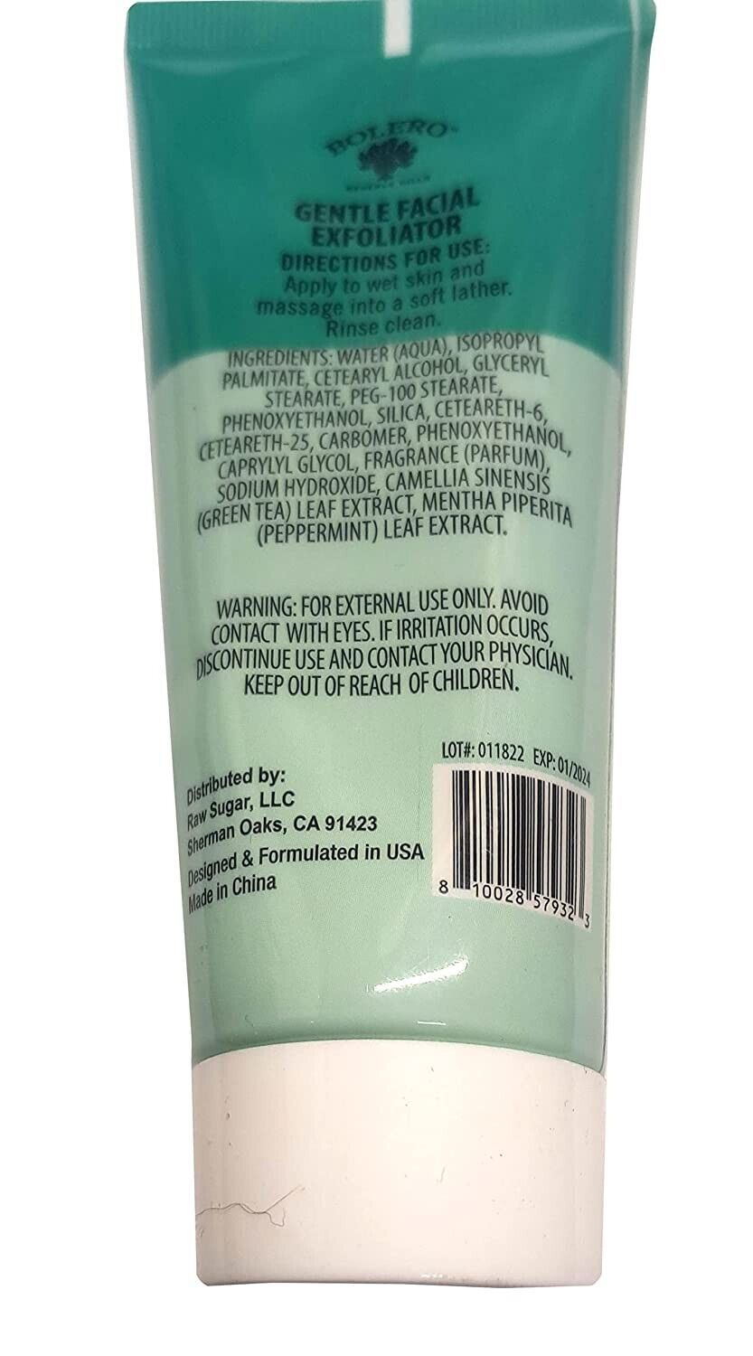 Bolero Gentle Facial Exfoliator Soothe - Green Tea & Mint 3fl oz Set of 2