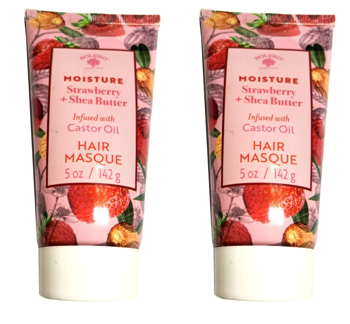 Bolero Hair Masque Moisture Strawberry & Shea Butter Infused with Castor Oil 5fl Set of 2