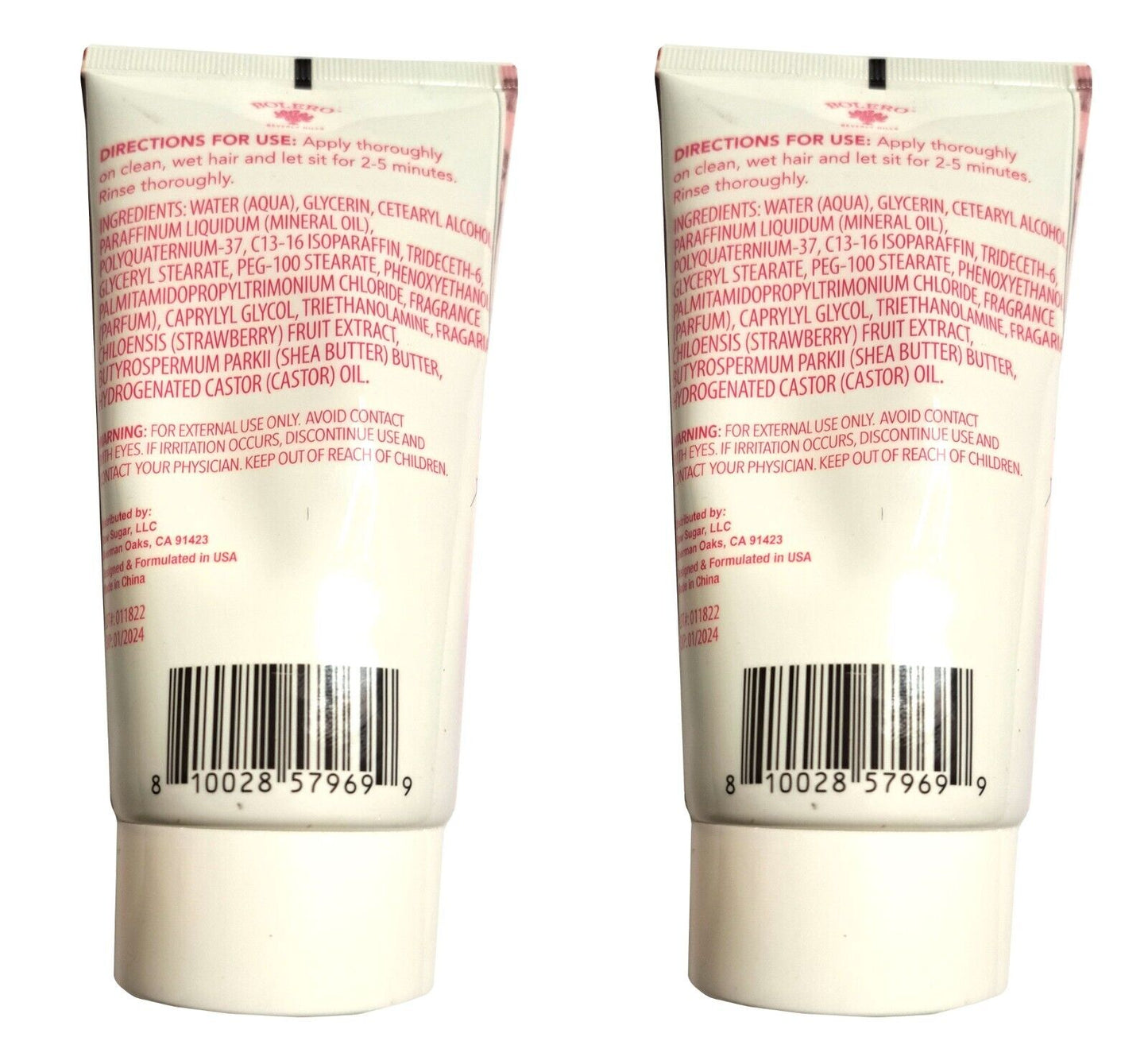 Bolero Hair Masque Moisture Strawberry & Shea Butter Infused with Castor Oil 5fl Set of 2