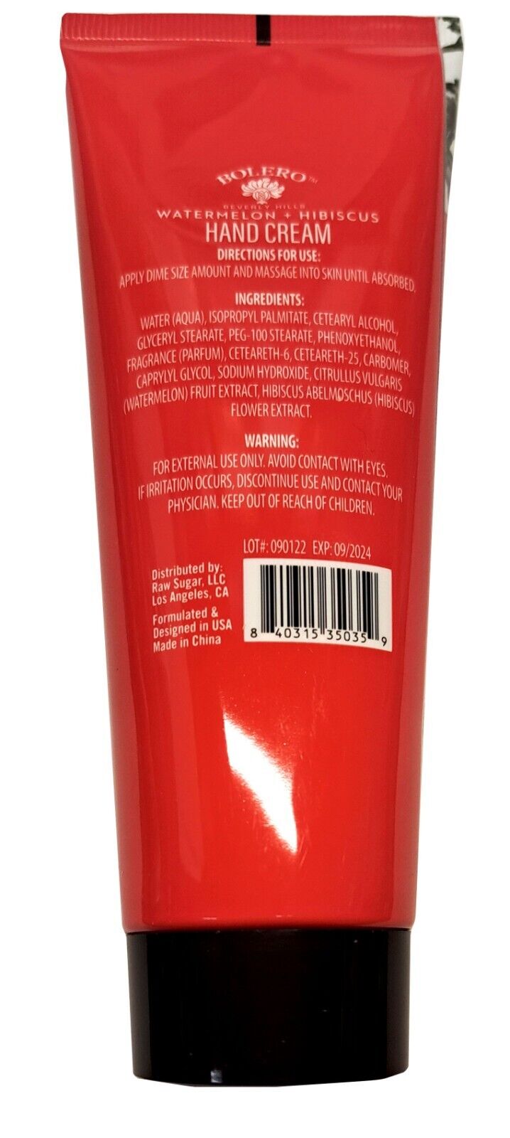Bolero Hand Cream Watermelon & Hibiscus 4fl oz, 118,29ml