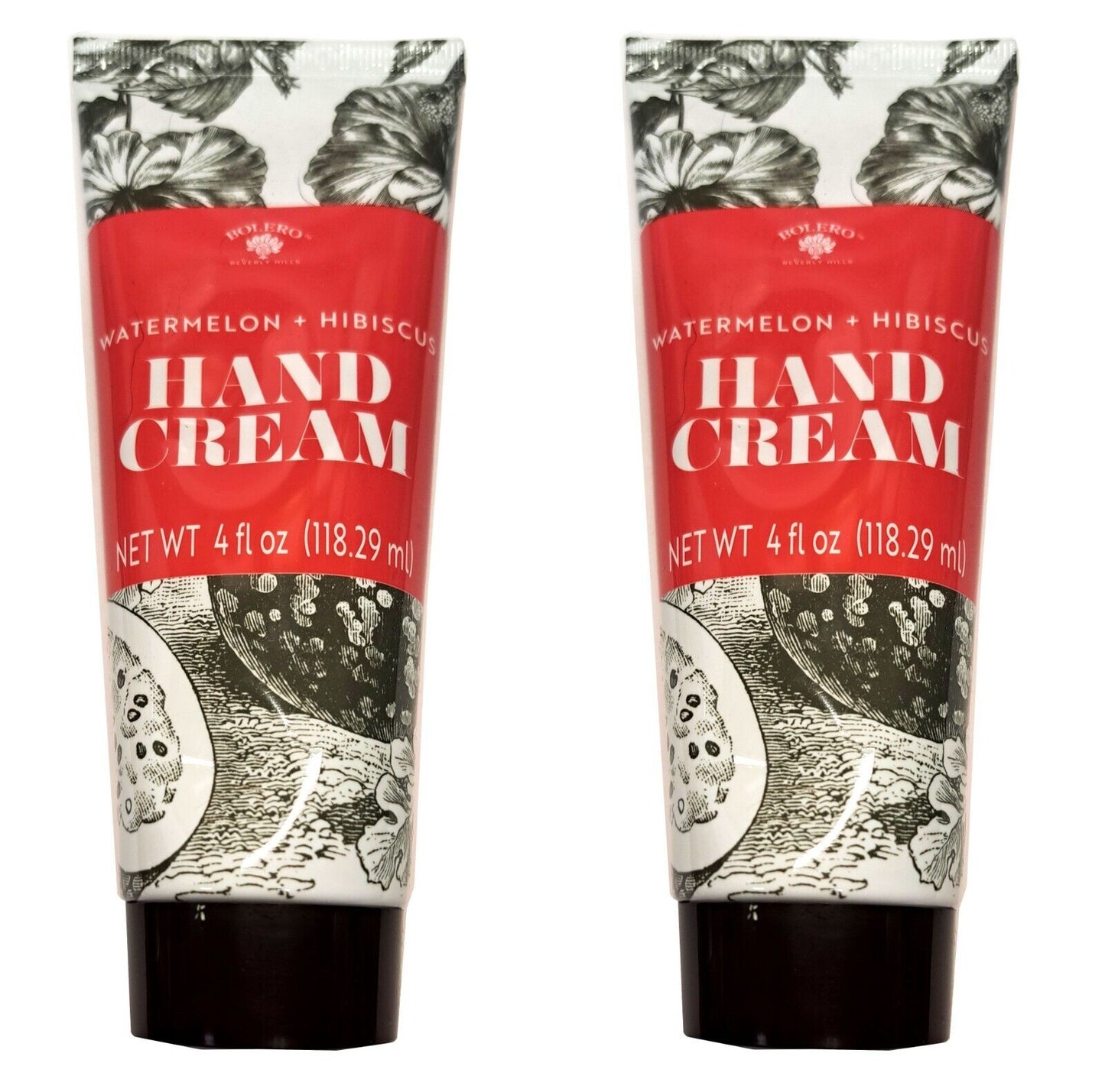 Bolero Hand Cream Watermelon & Hibiscus 4fl oz, 118,29ml (Set of 2 Pack)