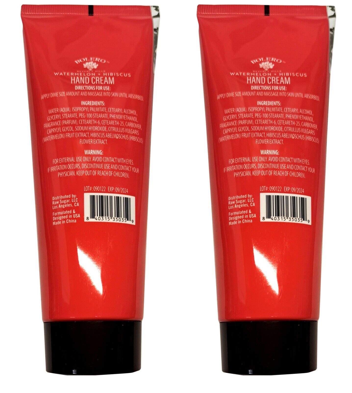 Bolero Hand Cream Watermelon & Hibiscus 4fl oz, 118,29ml (Set of 2 Pack)