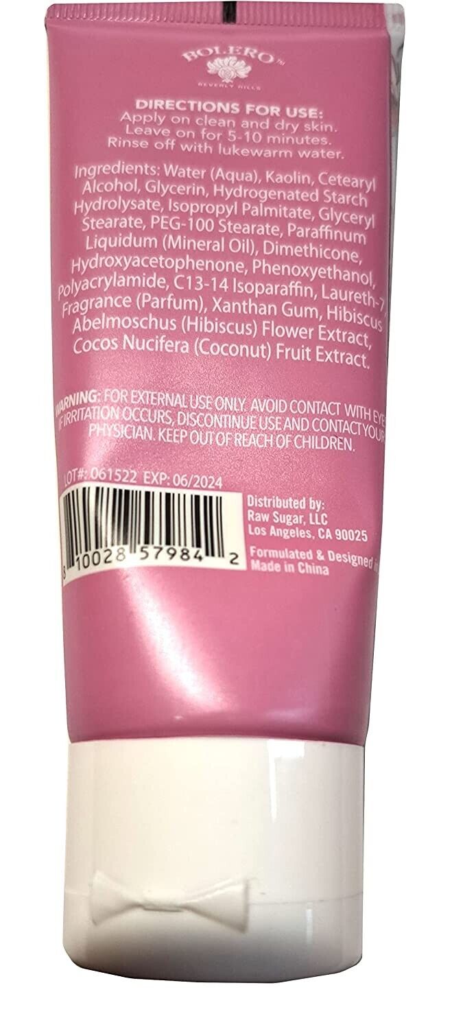 Bolero Hydrating Clay Face Mask Hibiscus Flower & Coconut 2.5fl oz 73.9ml