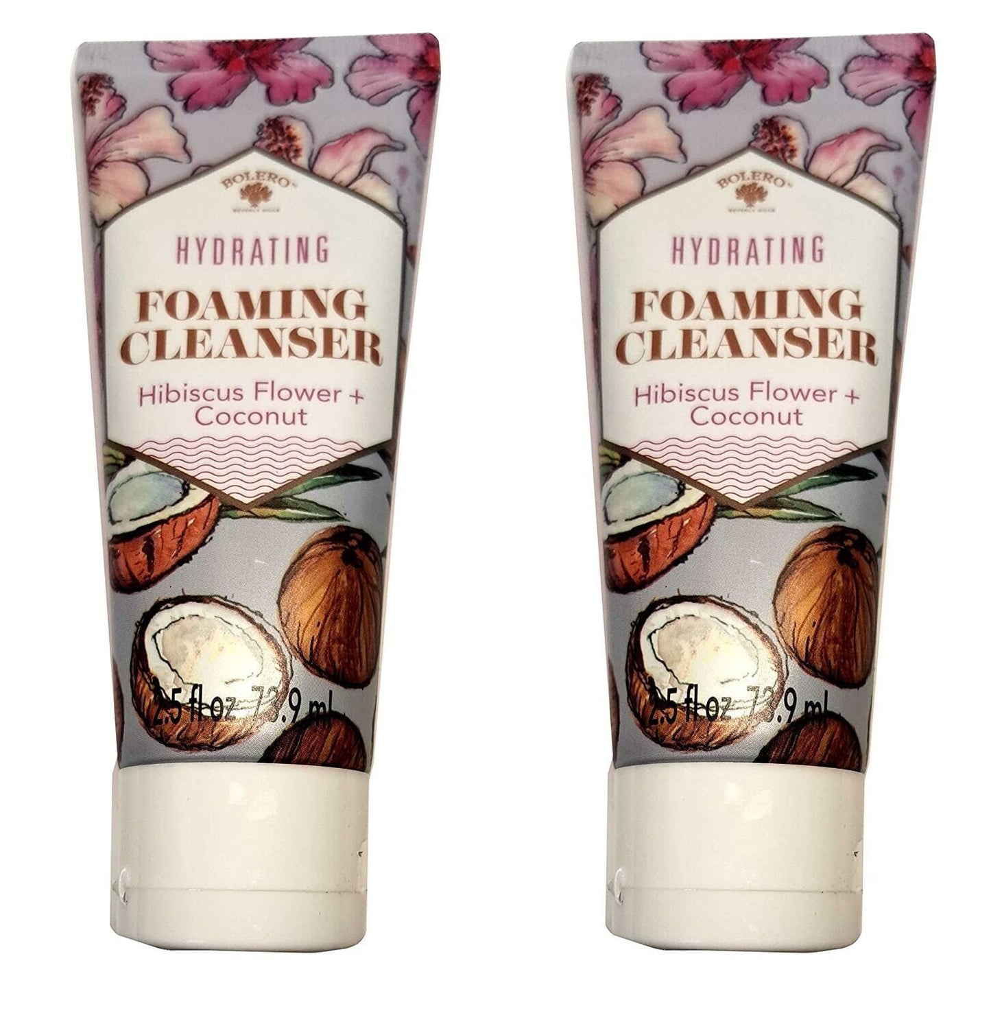 Bolero Hydrating Foaming Cleanser Hibiscus Flower & Coconut 2.5fl oz Set of 2