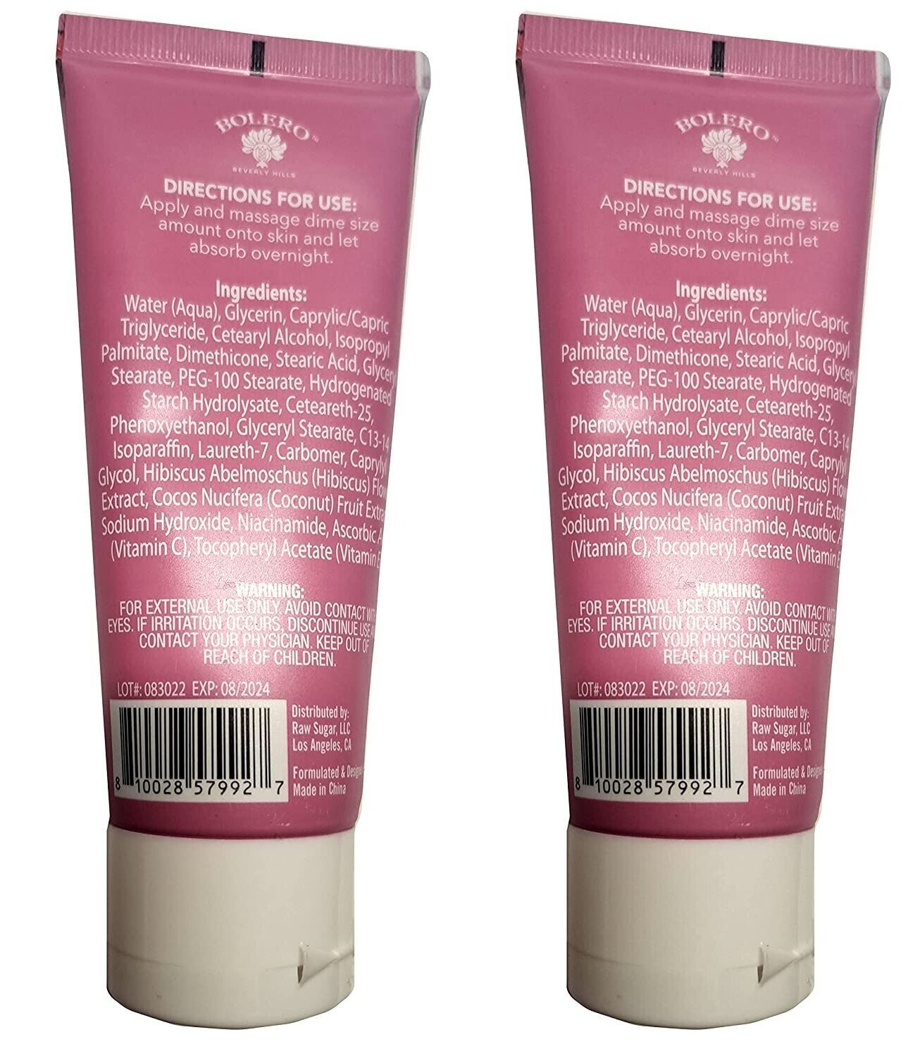 Bolero Hydrating Night Cream Hibiscus Flower & Coconut 2.5fl oz (Set of 2)