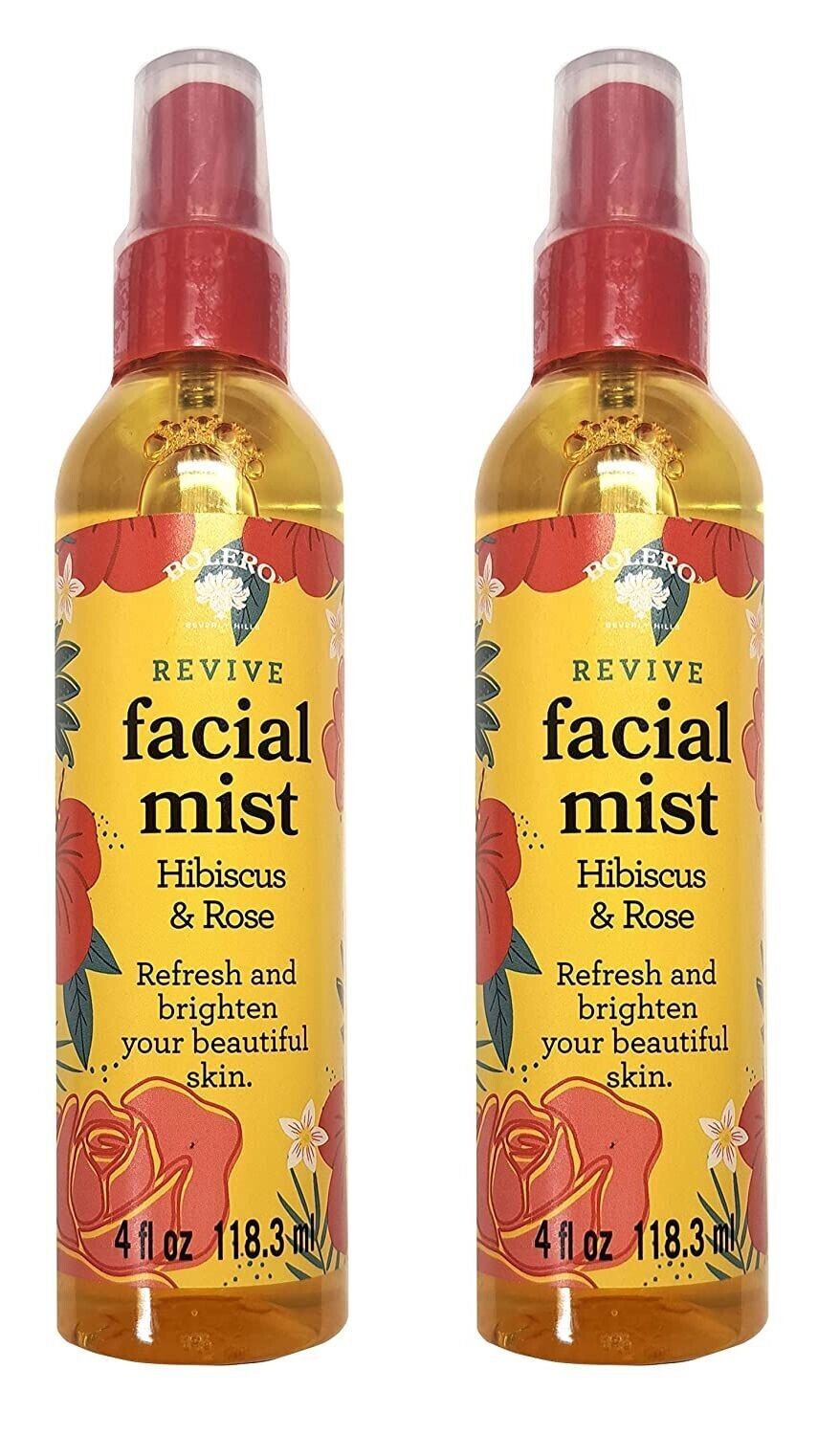 Bolero Revive Facial Mist Hibiscus & Rose 4fl oz Set of 2