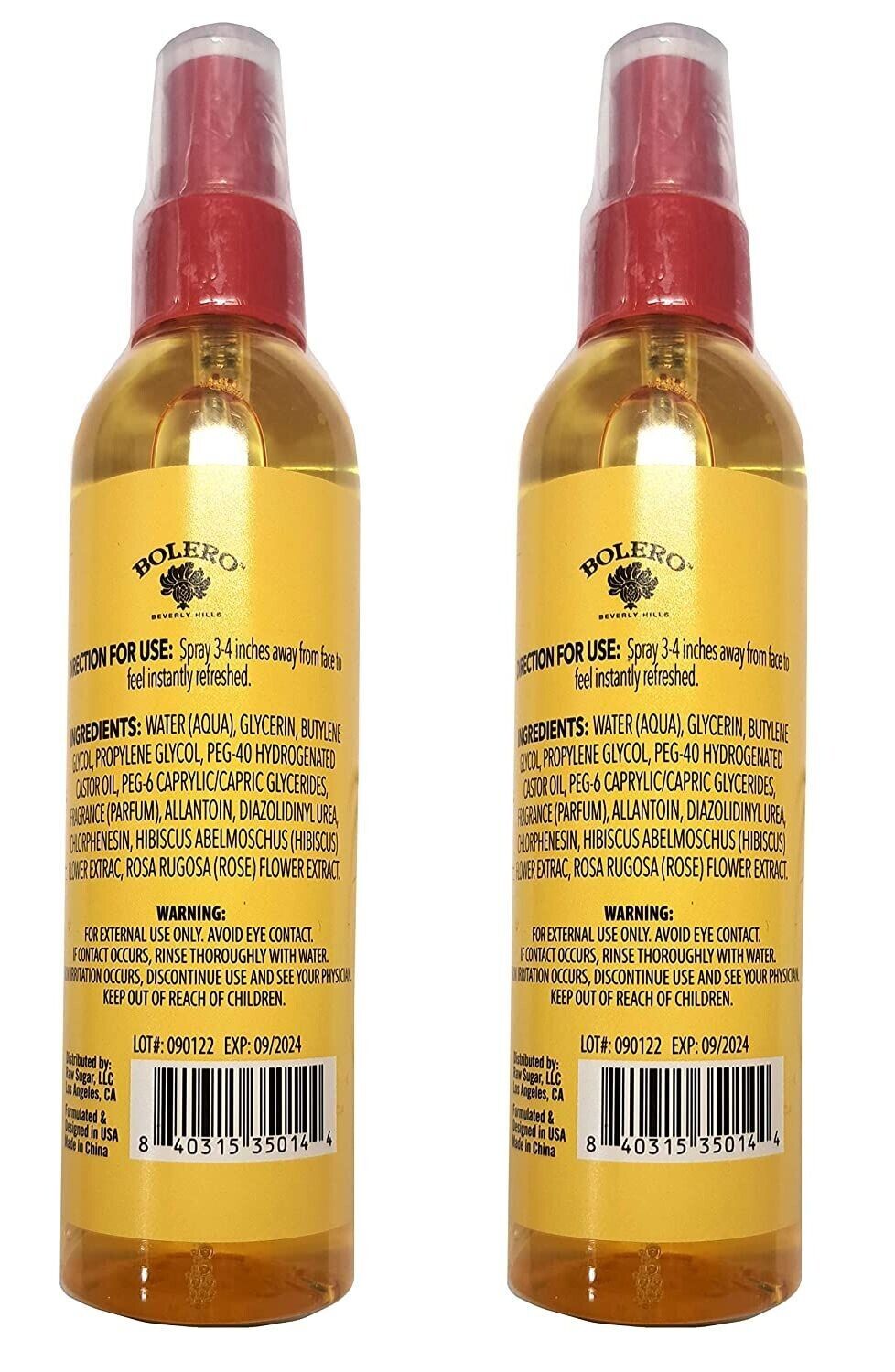 Bolero Revive Facial Mist Hibiscus & Rose 4fl oz Set of 2