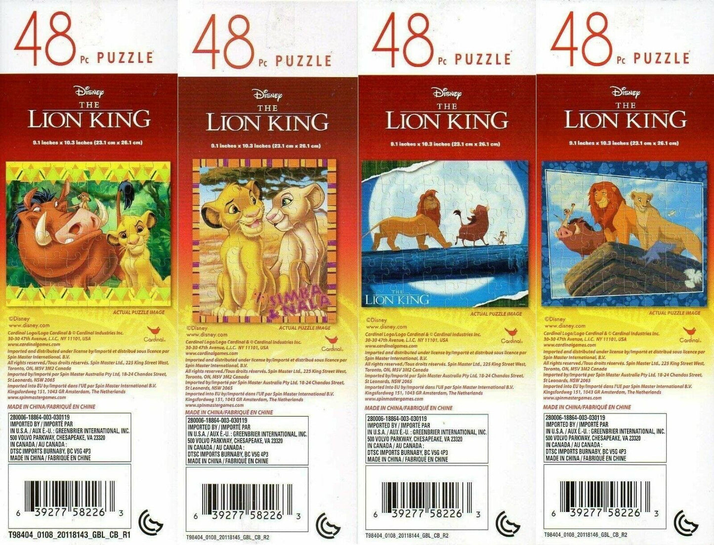 The Lion King - 48 Pieces Jigsaw Puzzle (Set of 4)