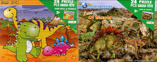 Dino Rock & Land of Giants - 24 Pieces Jigsaw Puzzle (Set of 2 Pack)