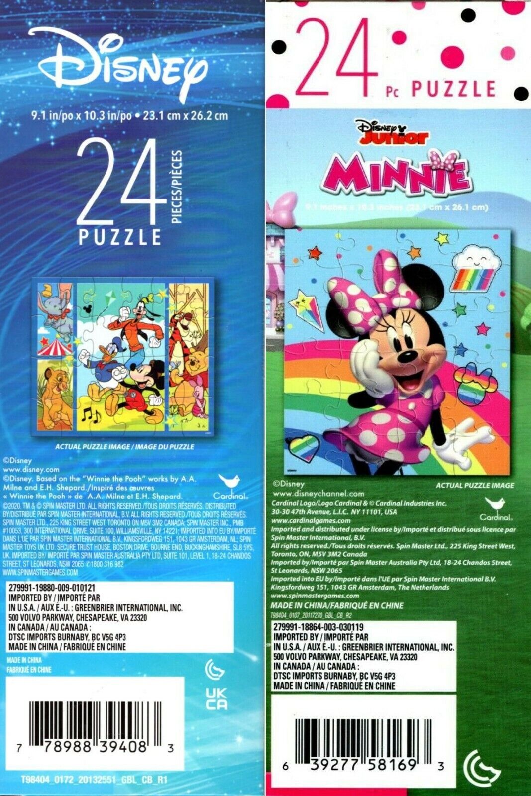 Disney Characters & Minnie- 24 Piece Jigsaw Puzzle (Set of 2)