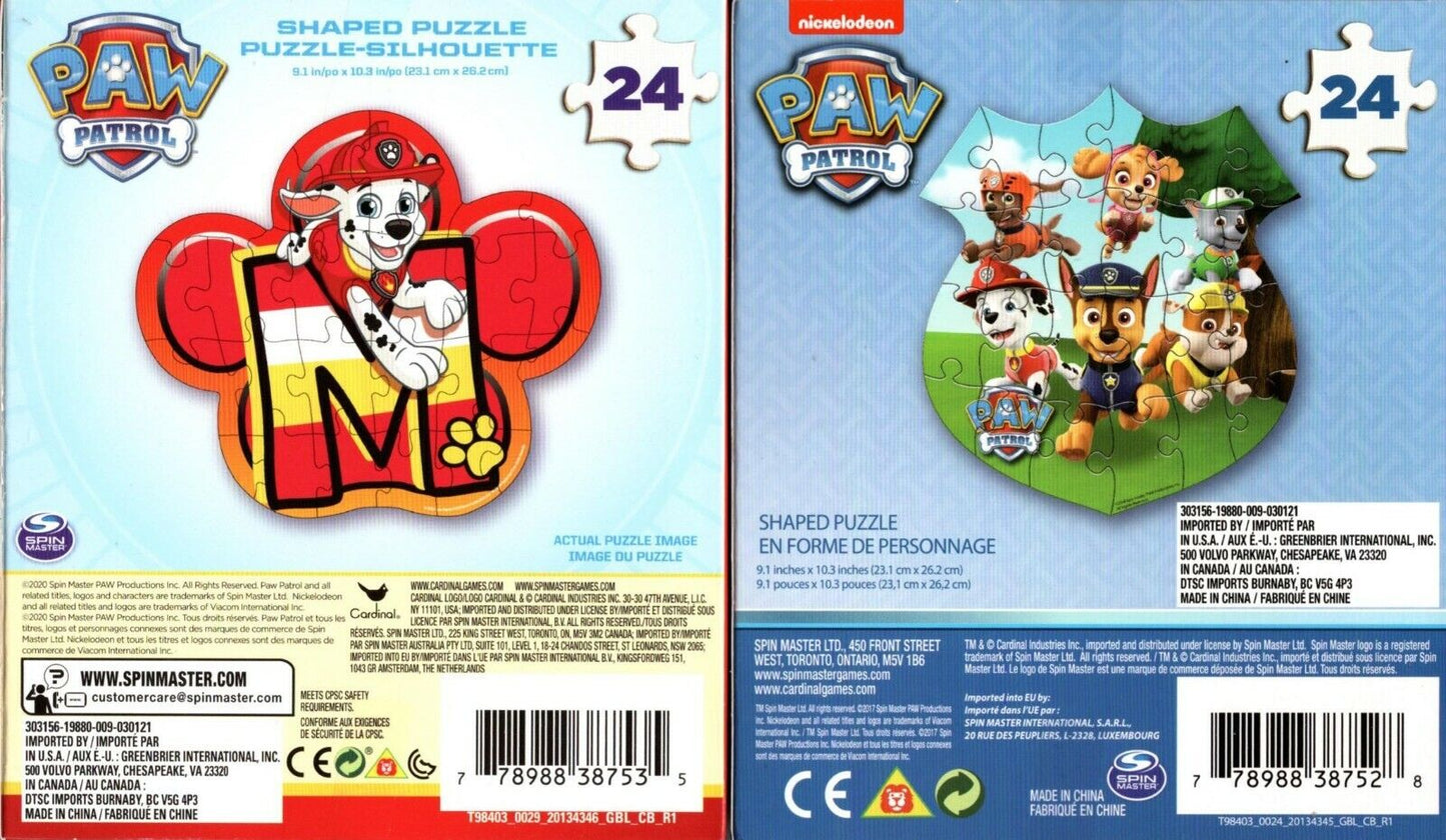 Nickelodeon Paw Patrol - 24 Shaped Puzzle - (Set of 2)