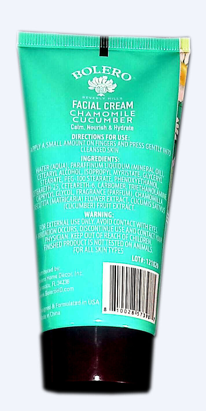 Facial Cream Chamomile Cucumber Calm, Nourish & Hydrate 3fl oz (Exp.12/2023)