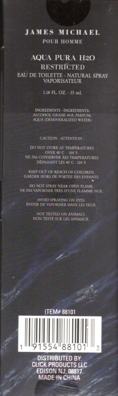 James Michael Aqua Pura H2O Restricted Toilette Natural Spray 1.18oz NEW