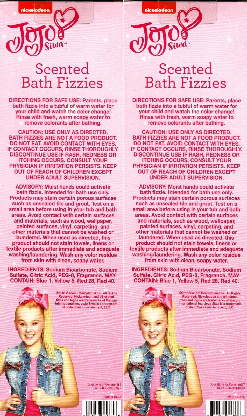 Nickelodeon JoJo Siwa Scented Bath Fizzies Total Net Wl 5.29oz 5 pieces per pack