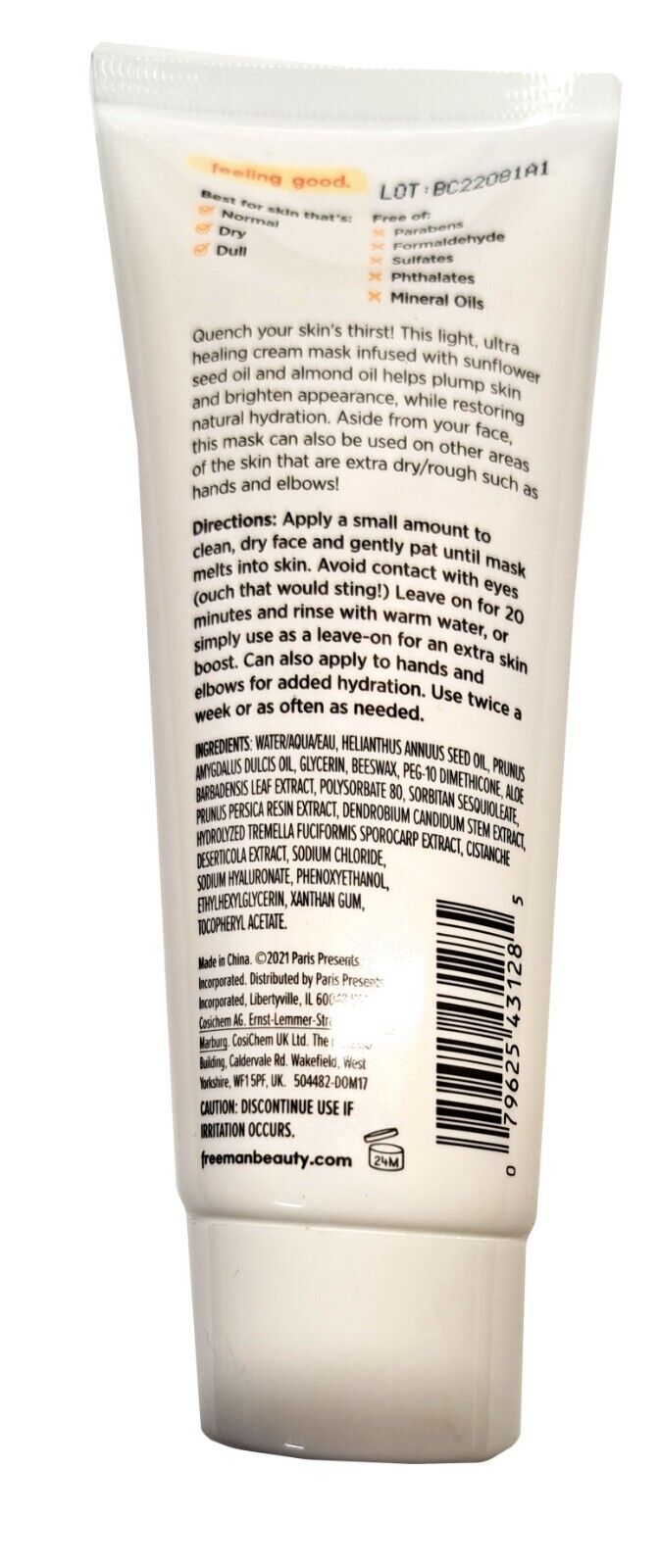 Freeman Ultra Healing Cream Mask for dehydrated skin 3fl oz, 89ml