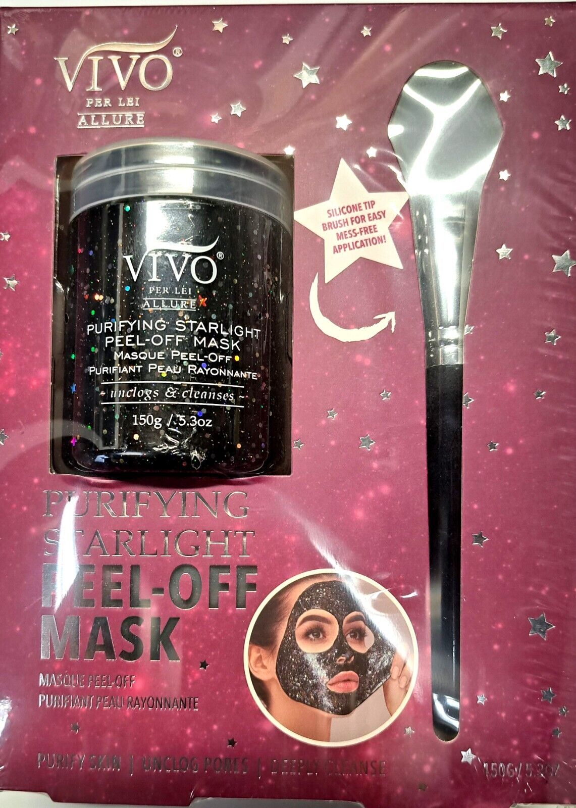 VIVO Allure Purifying Starlight Peel Off Mask Gift Set Unclogs & Cleanses Set