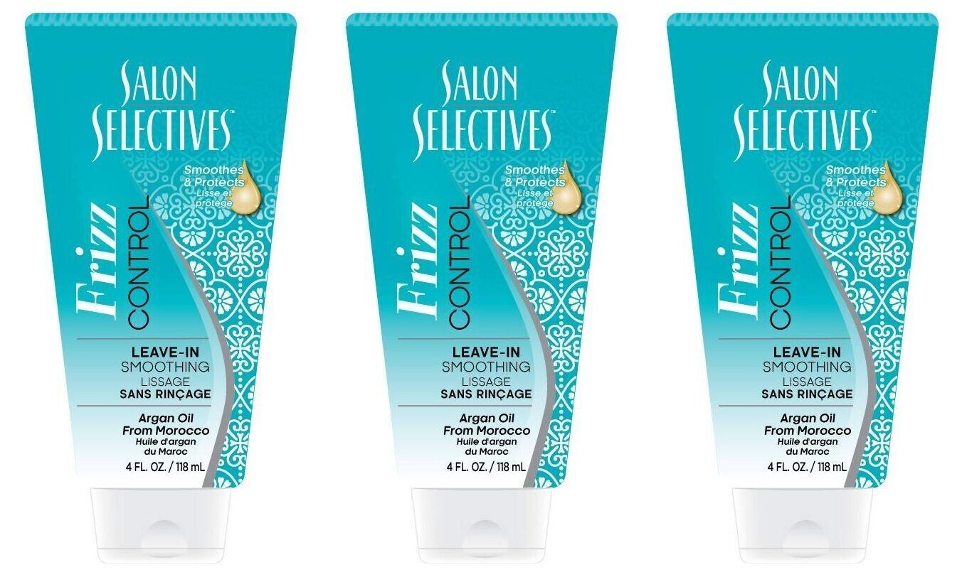 Salon Selectives Hair Treatment Tube Frizz Control 4 Fluid Ounce (Set of 3 Pack)