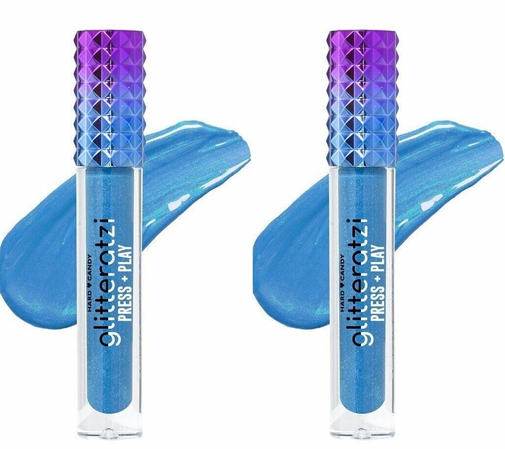 HARD CANDY GLITTERATI PRESS PLAY GLITTER REVEAL LIPSTICK TURQUOISE BLUE Set of 2