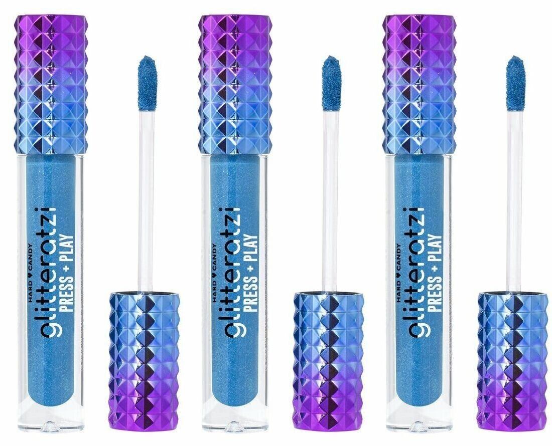 HARD CANDY GLITTERATI PRESS PLAY GLITTER REVEAL LIPSTICK TURQUOISE BLUE Set of 3