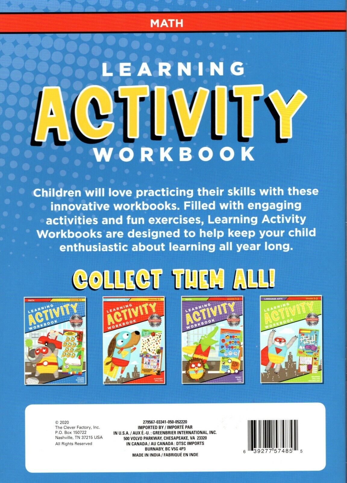 Learning Activity Workbook - Math Grades K 1 - Colors Number Shapes