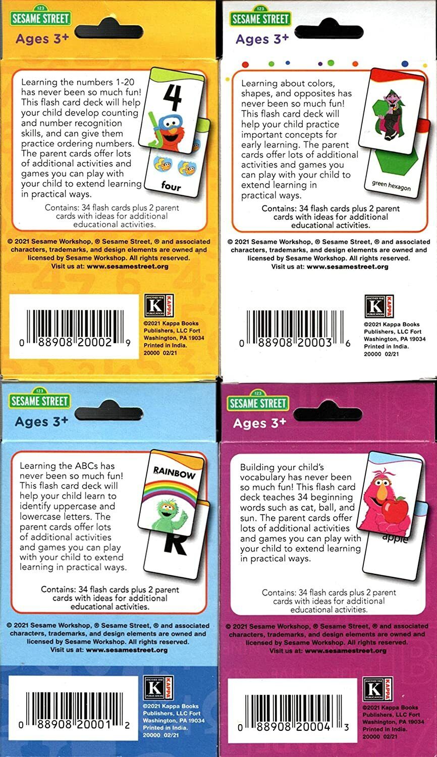Sesame Street Educational Flash Cards for Early Learning - (Set of 4 Pack) v4