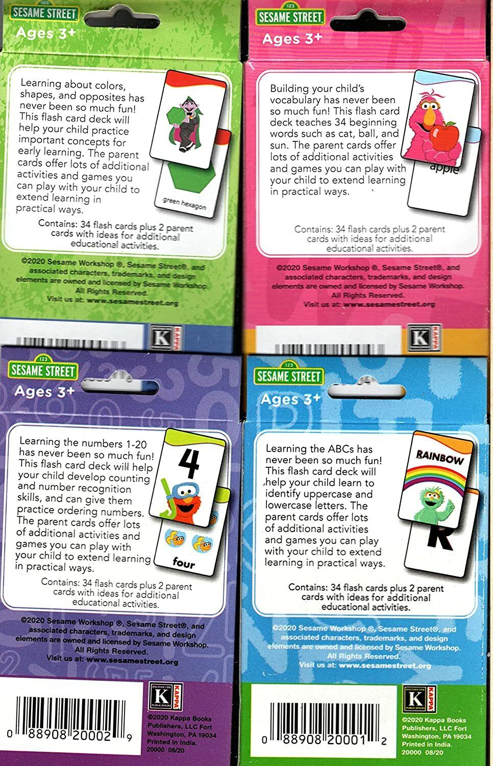 Sesame Street Educational Flash Cards for Early Learning - (Set of 4 Pack) v4