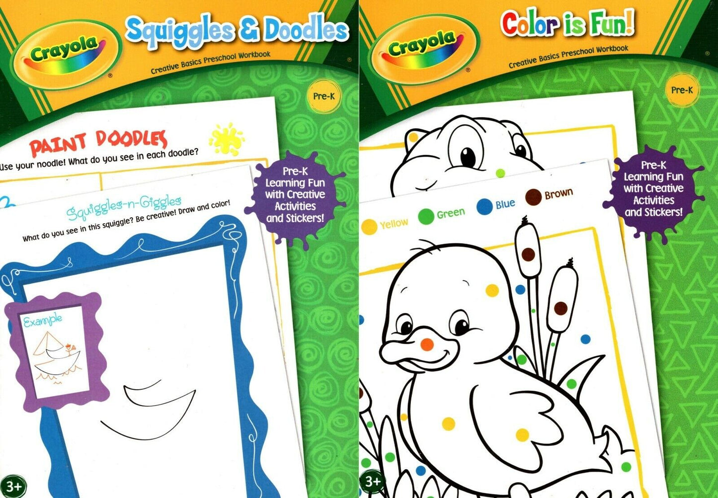 Crayola Educational Workbooks - Colors is Fun + Squiggles & Doodles Book