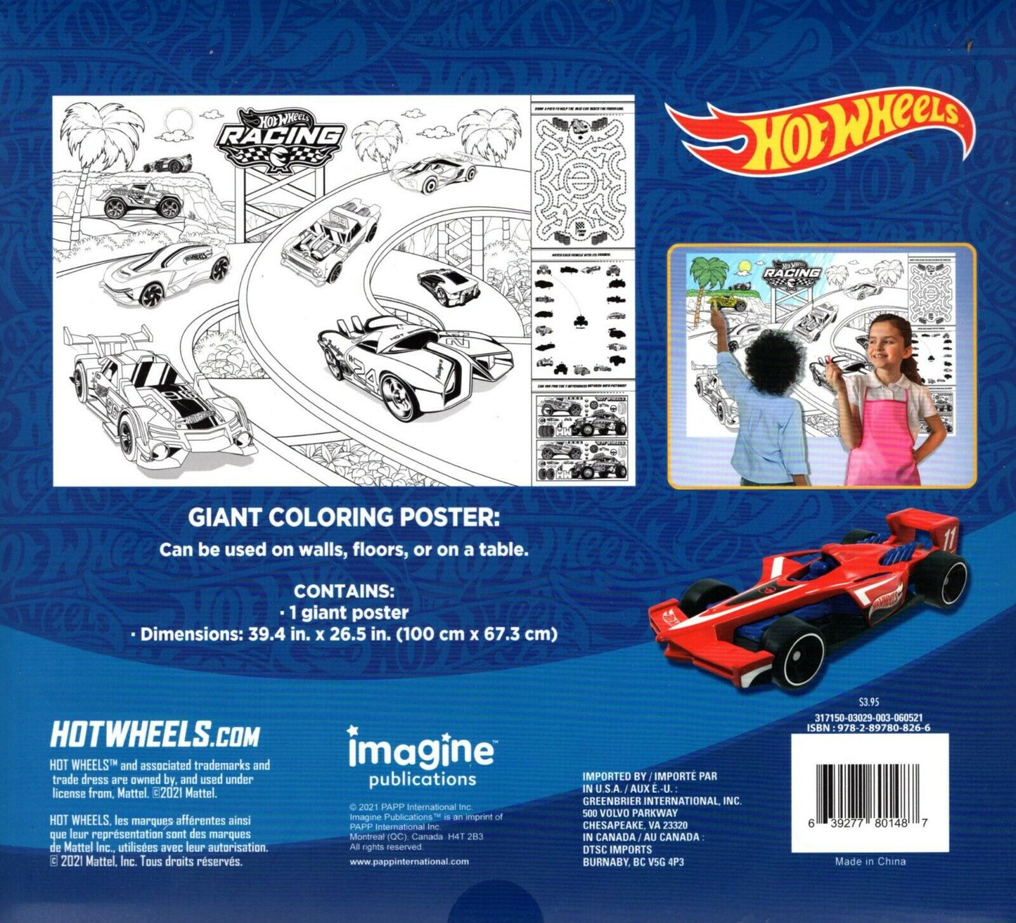 Hot Wheels - Giant Coloring Poster - over 3 Feet Wide