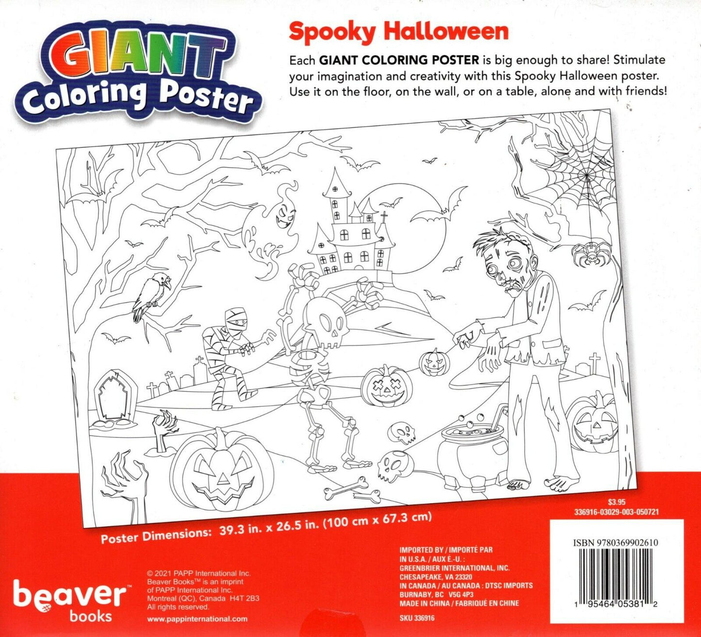 Spooky Halloween - Giant Coloring Poster - over 3 Feet Wide