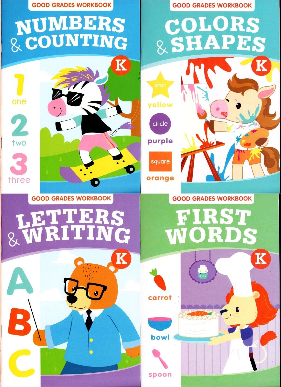 Workbooks - Kindergarten Workbooks Numbers, Colors, Letters, First Word