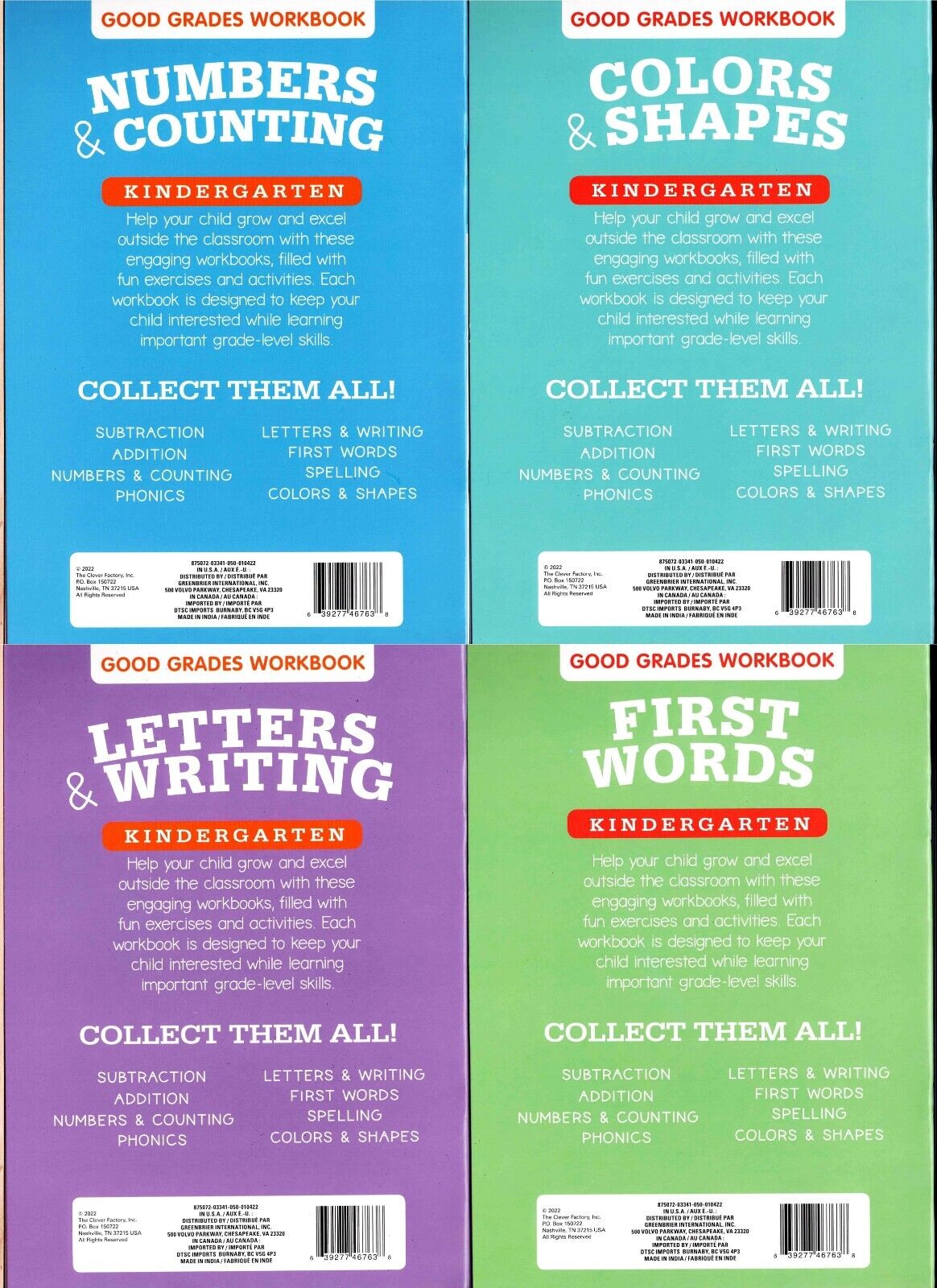 Workbooks - Kindergarten Workbooks Numbers, Colors, Letters, First Word