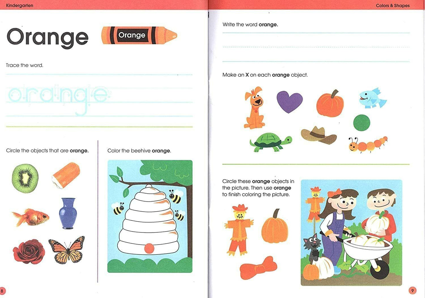Kindergarten Educational Workbooks - Numbers, Colors, Letters, First Words v12