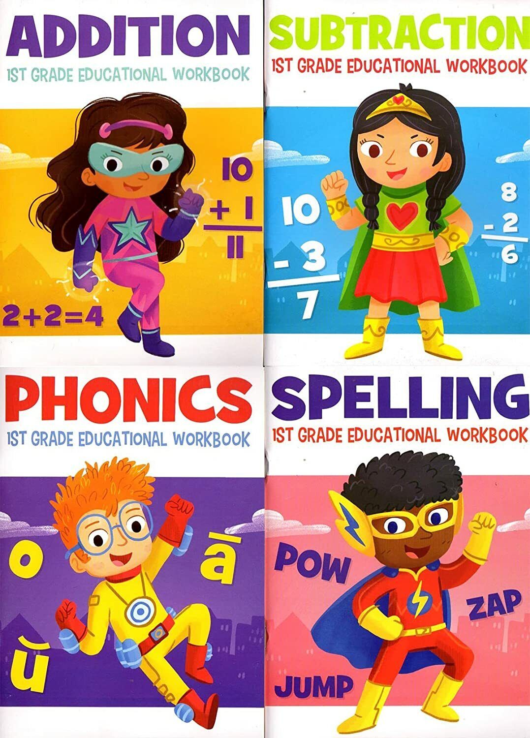 Educational Workbooks - First Grade - Set of 4 Books - v3