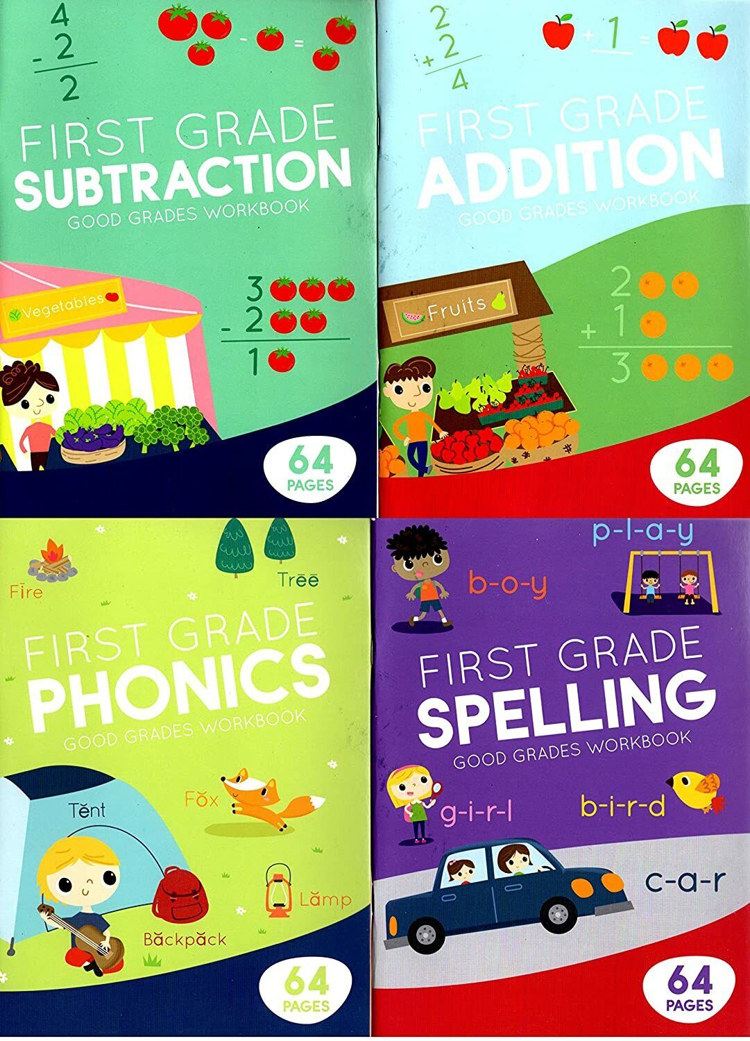Educational Workbooks - First Grade - Set of 4 Books - v3