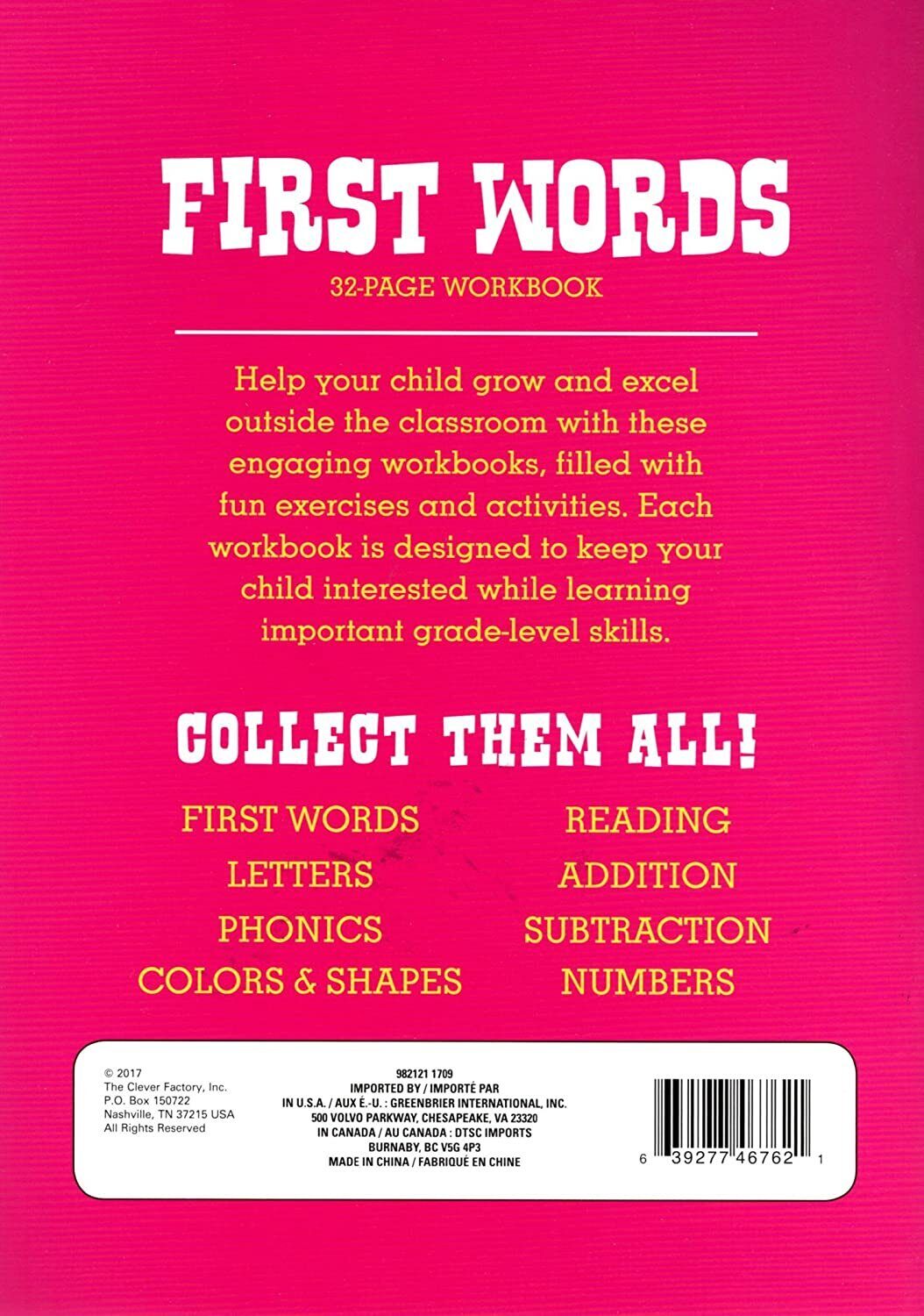 Educational Workbooks - Kindergarten - First Words