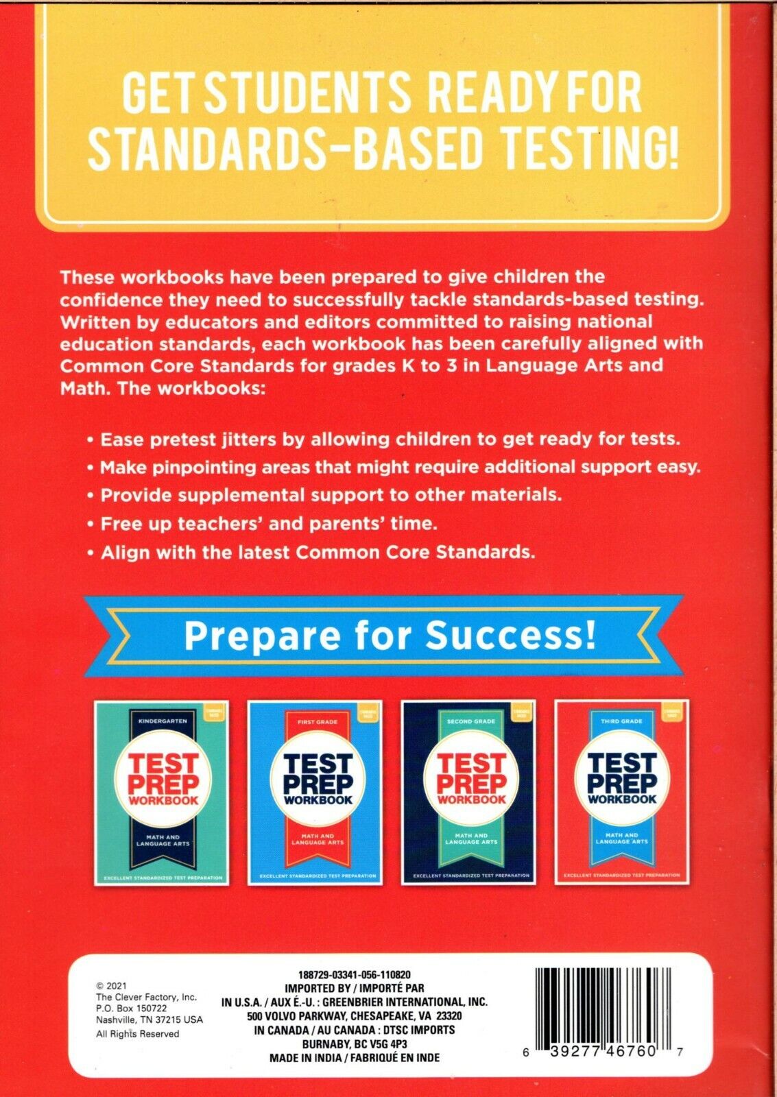 Third Grade Math & Language Arts Standards Based Excellent Standardized Test Pre