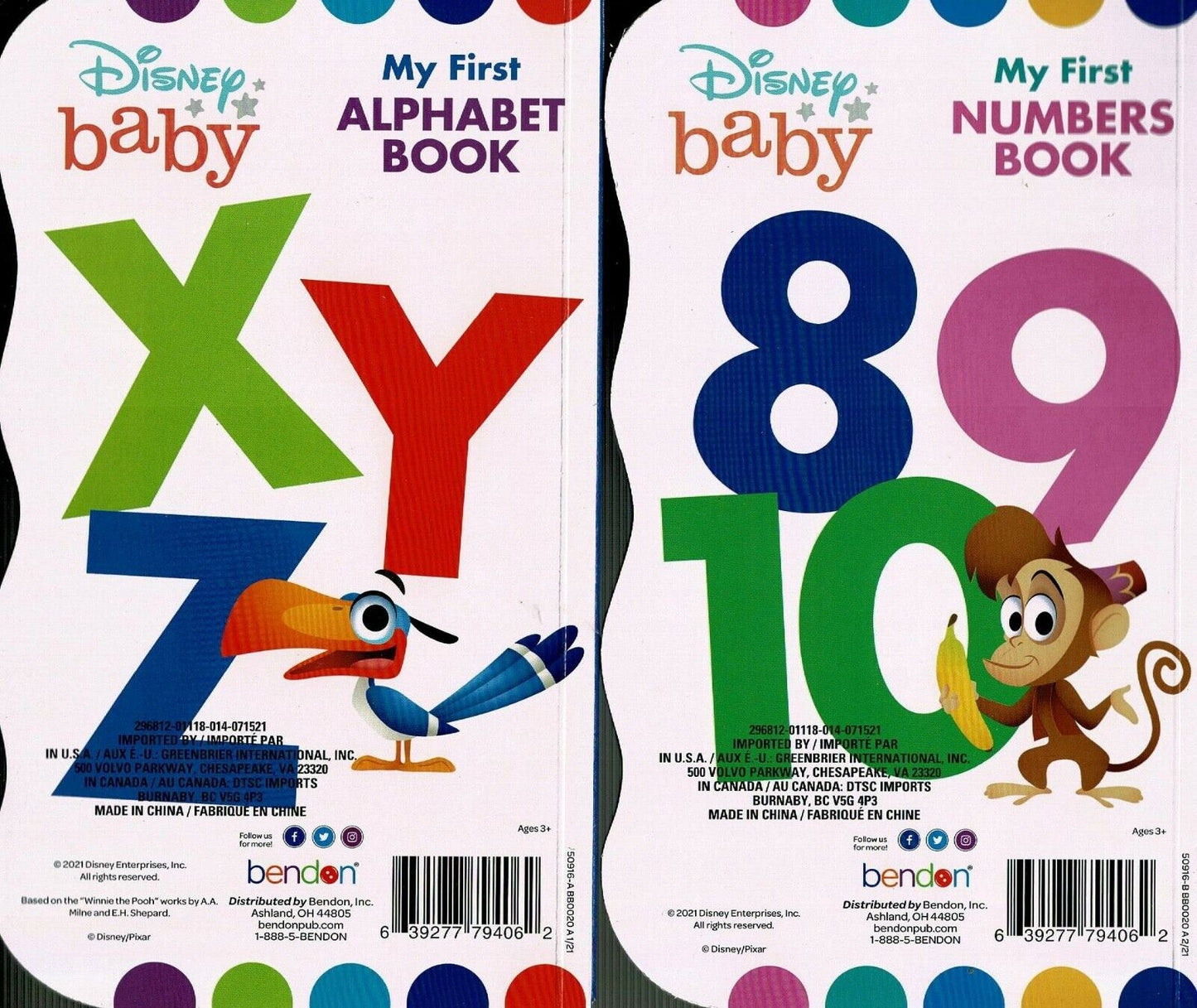 Disney Baby - My First Alphabet & Numbers Books - Children's Board Book Set