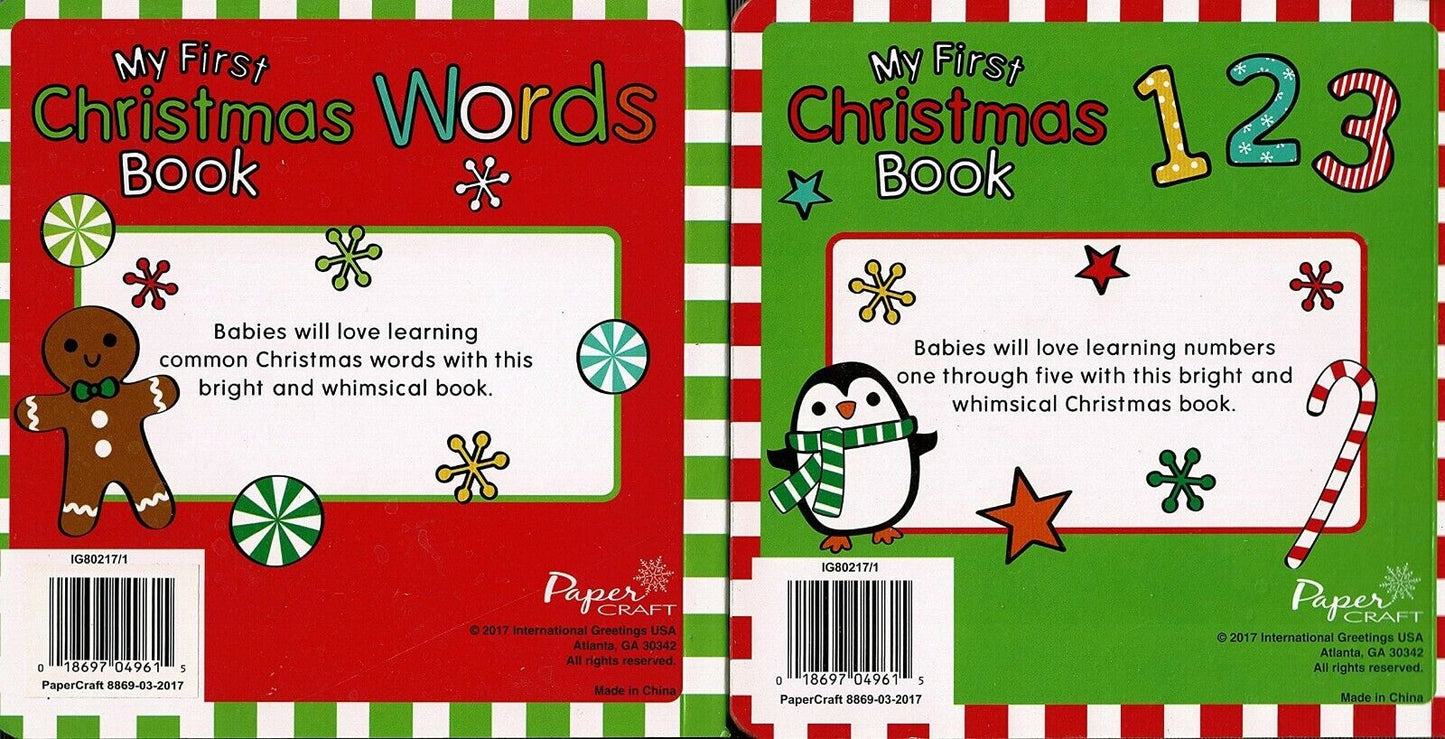 My Firs Christmas Book - Words & Numbers - Children's Board Book Set of 2 Books