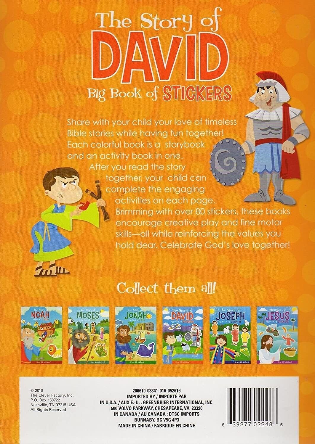 Big Book of Stickers - Story of David - Activity Book Includes Over 80 Stickers