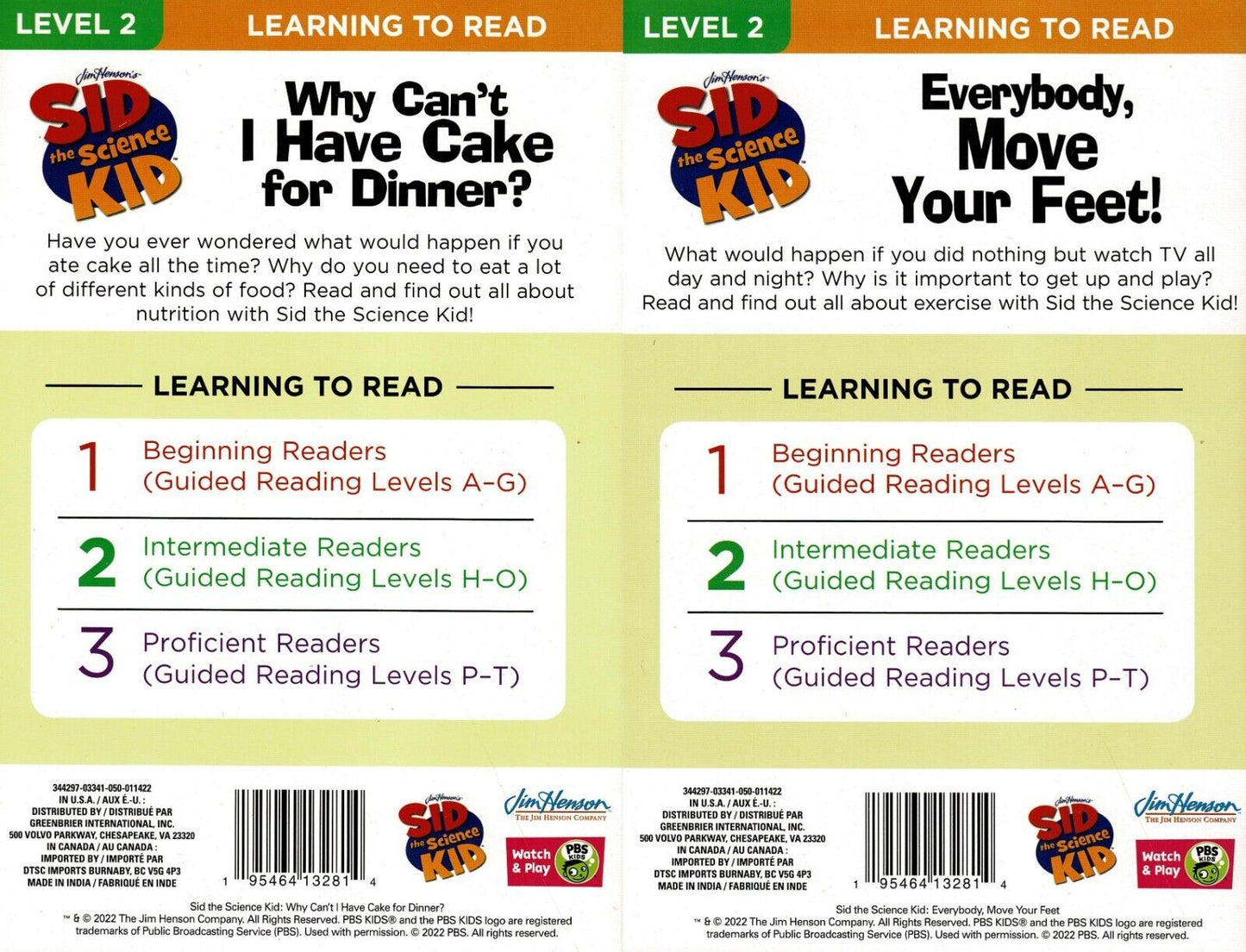 Learning to Read - Sid the Science Kid - Level 2 (Set of 2 Books)
