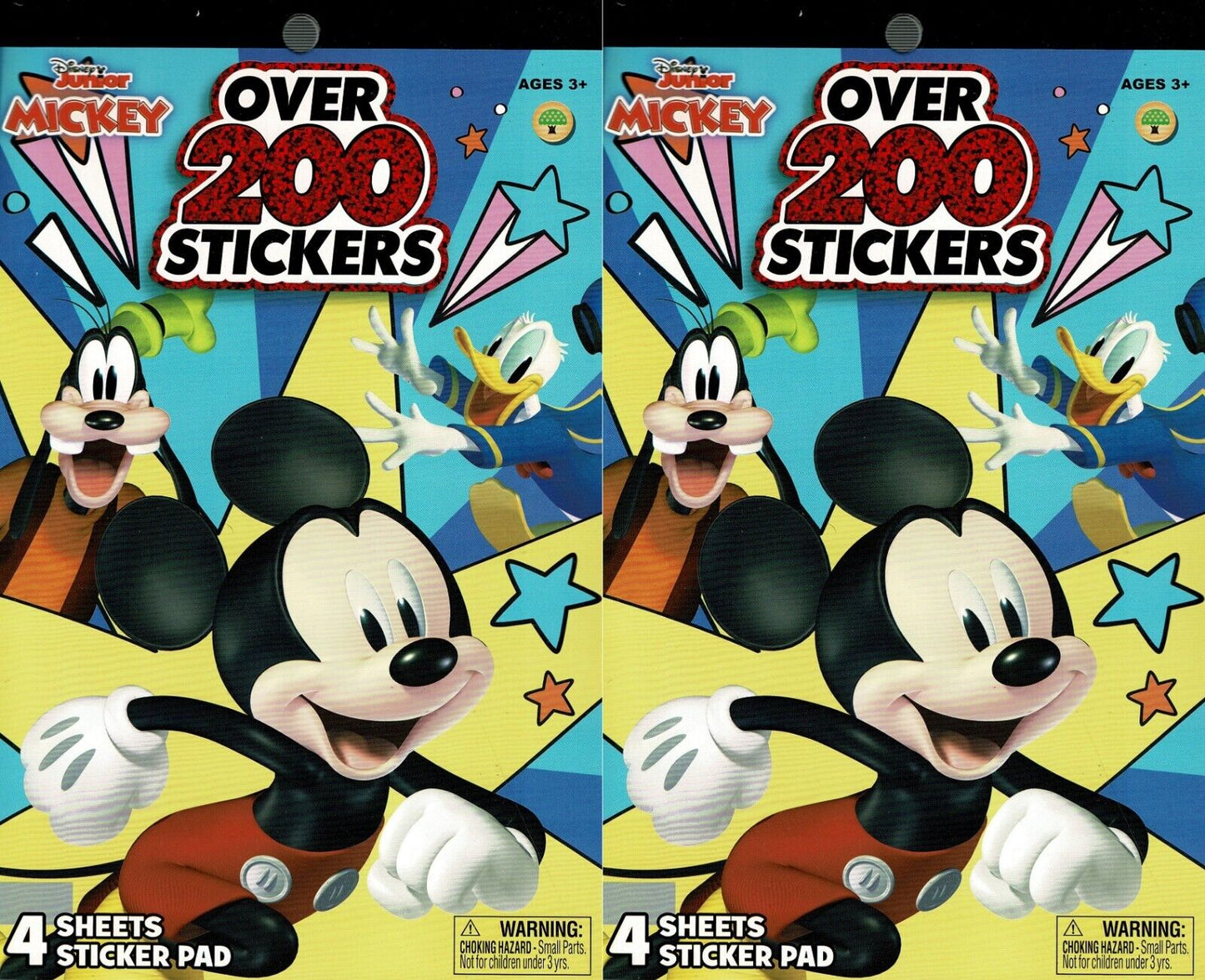 Disney Mickey - Over 200 Stickers 4 Sheet Sticker Books (Set of 2)