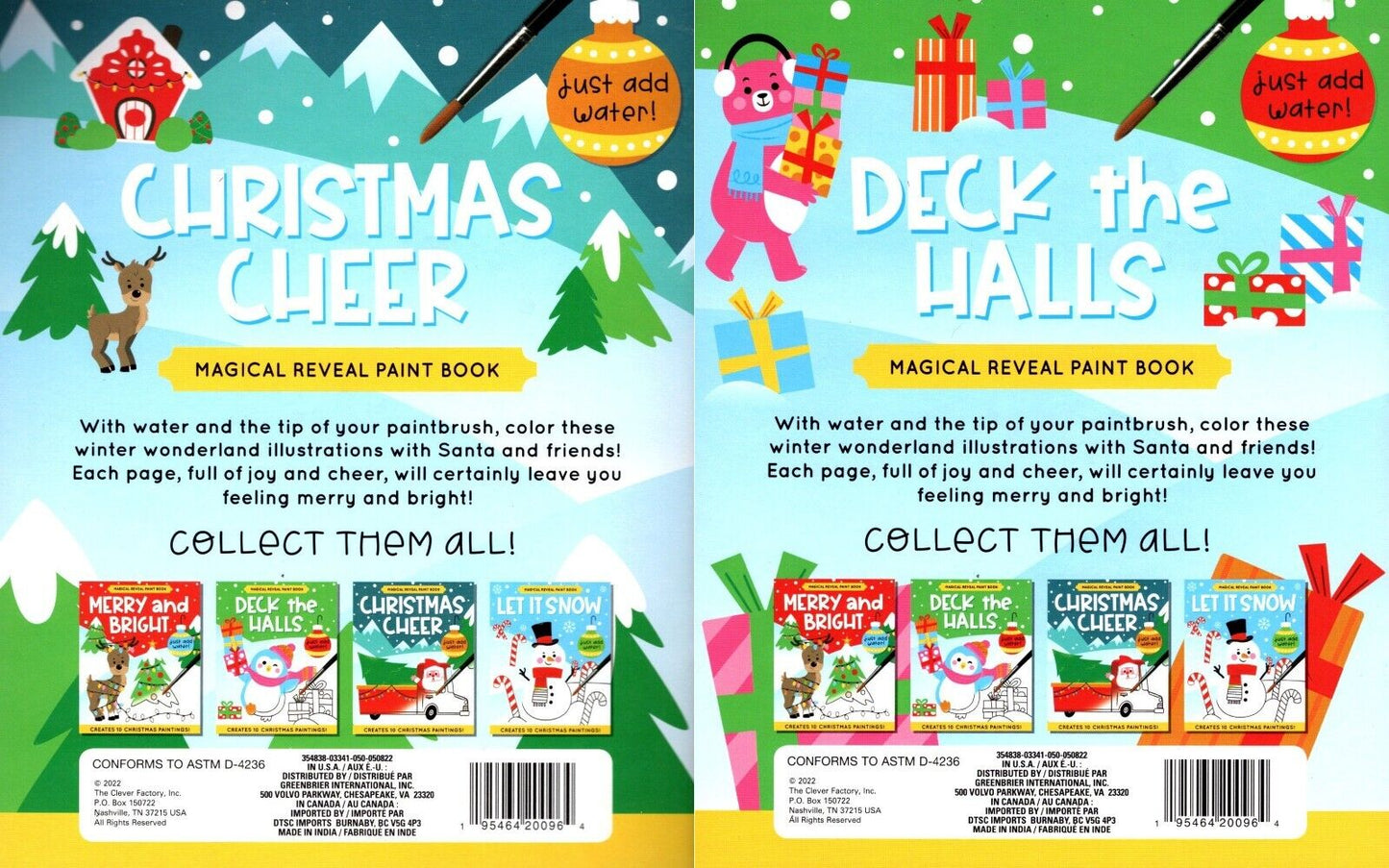 Desk the Halls & Christmas Cheer - Magical Reveal Paint Books (Set of 2 Books)