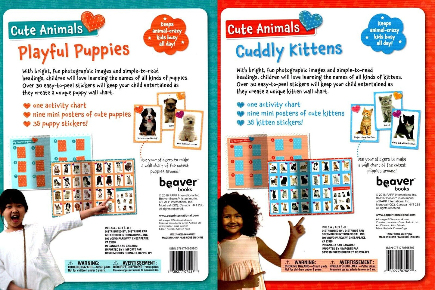 Cute Animals - Playful Puppies & Cuddly Kittens - Sticker and Activity Book