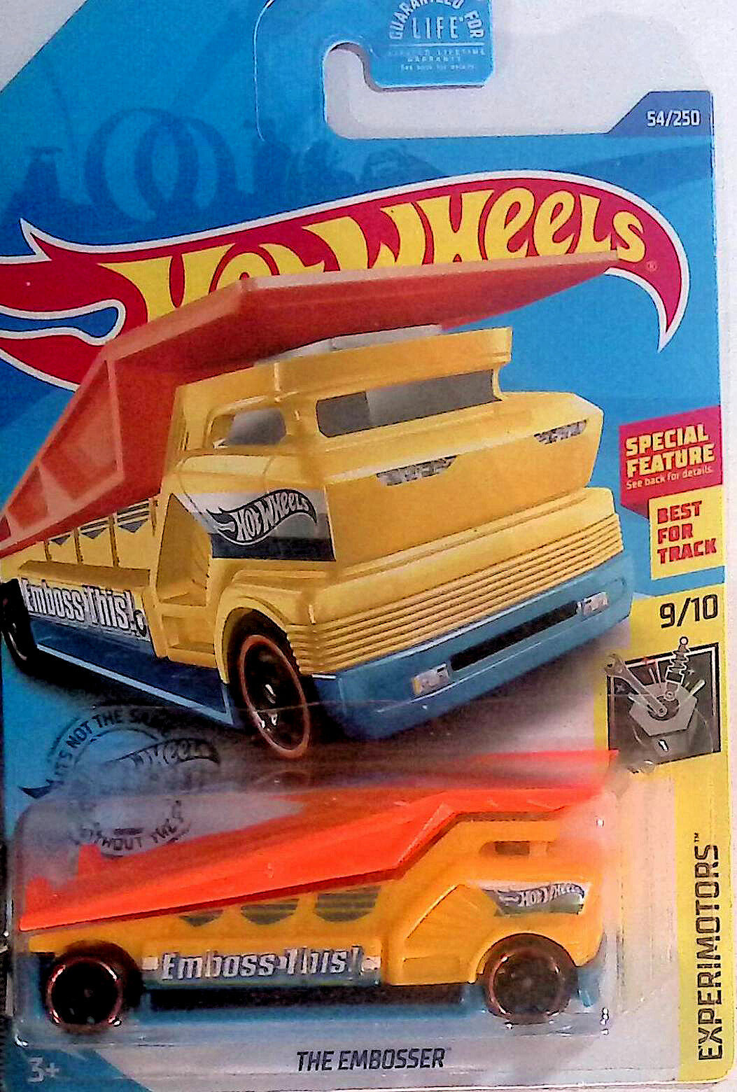 Hot Wheels #54/250 Experimotors 9/10 THE EMBOSSER Yellow/Orange