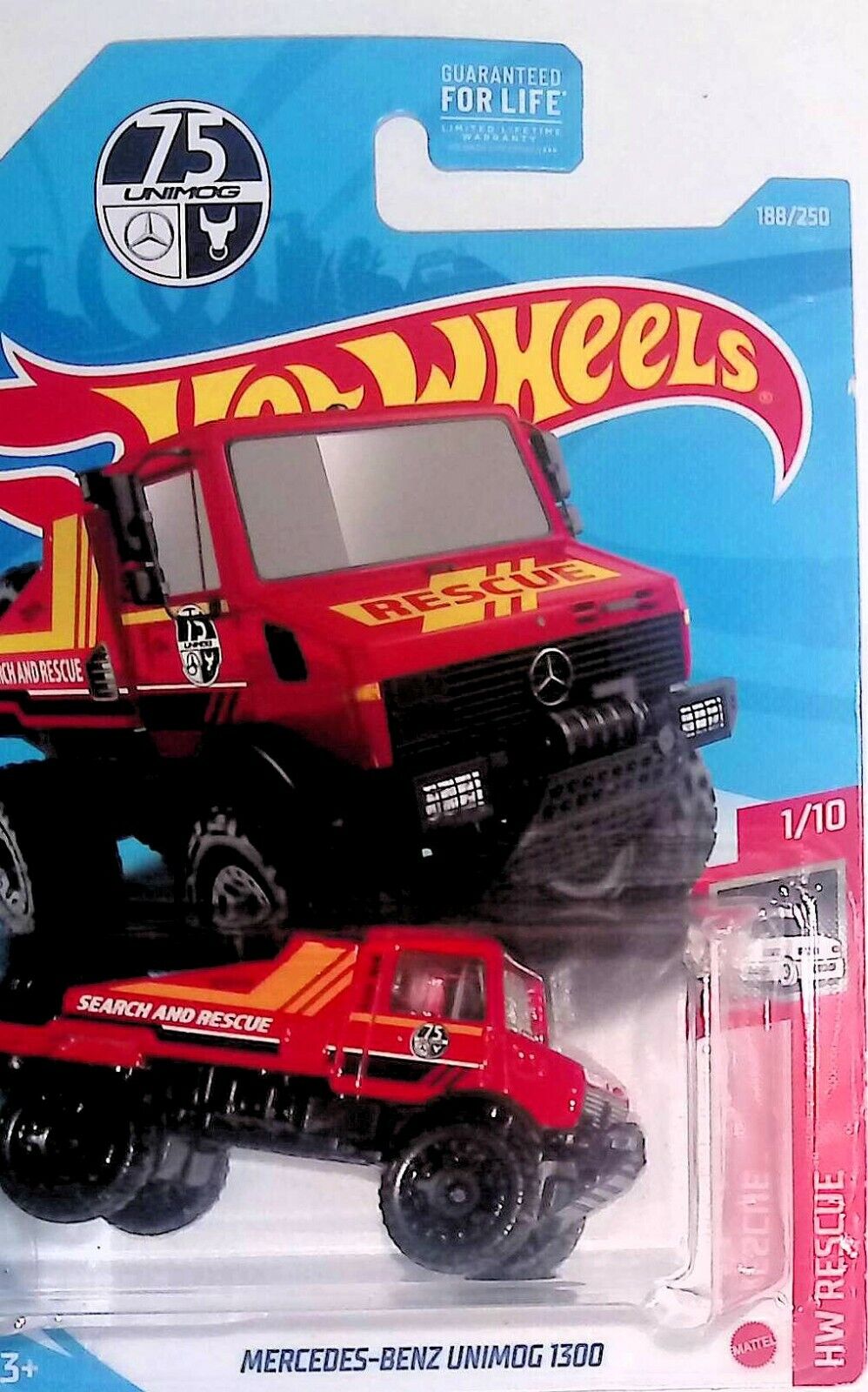 Hot Wheels Mercedes-Benz Unimog 1300 Red 188/250 2021 HW Rescue 1/10