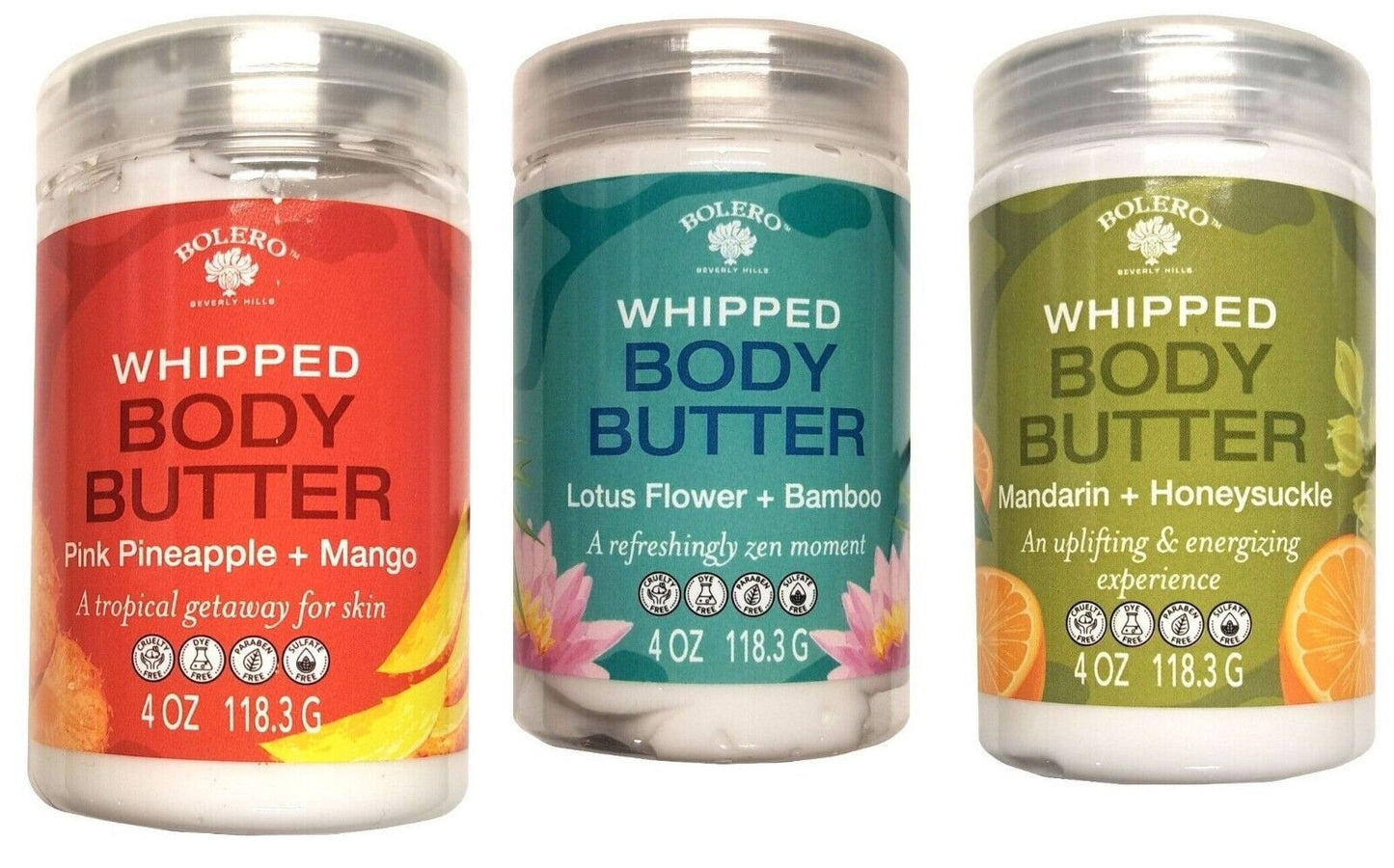 Whipped Body Butter - Mandarin & Honeysuckle, Lotus Flower & Bamboo, Pink Pineap