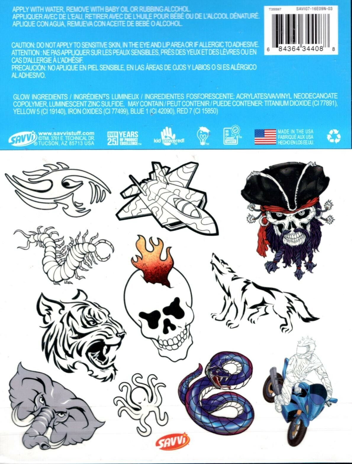 Savvi - Glow in the Dark - 22 Classic Tattoos