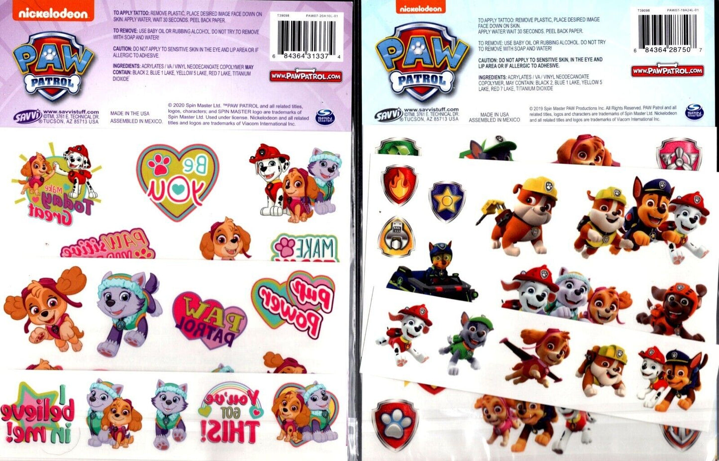 Nickelodeon - Paw Patrol - 25 Temporary Tattoos (Set of 2 Pack)