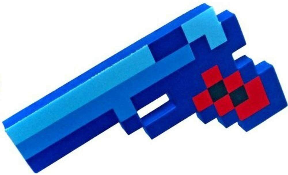 U.C.C Distribution Pixelated 8-Bit 10" Foam Blue Gun Collectible Toys