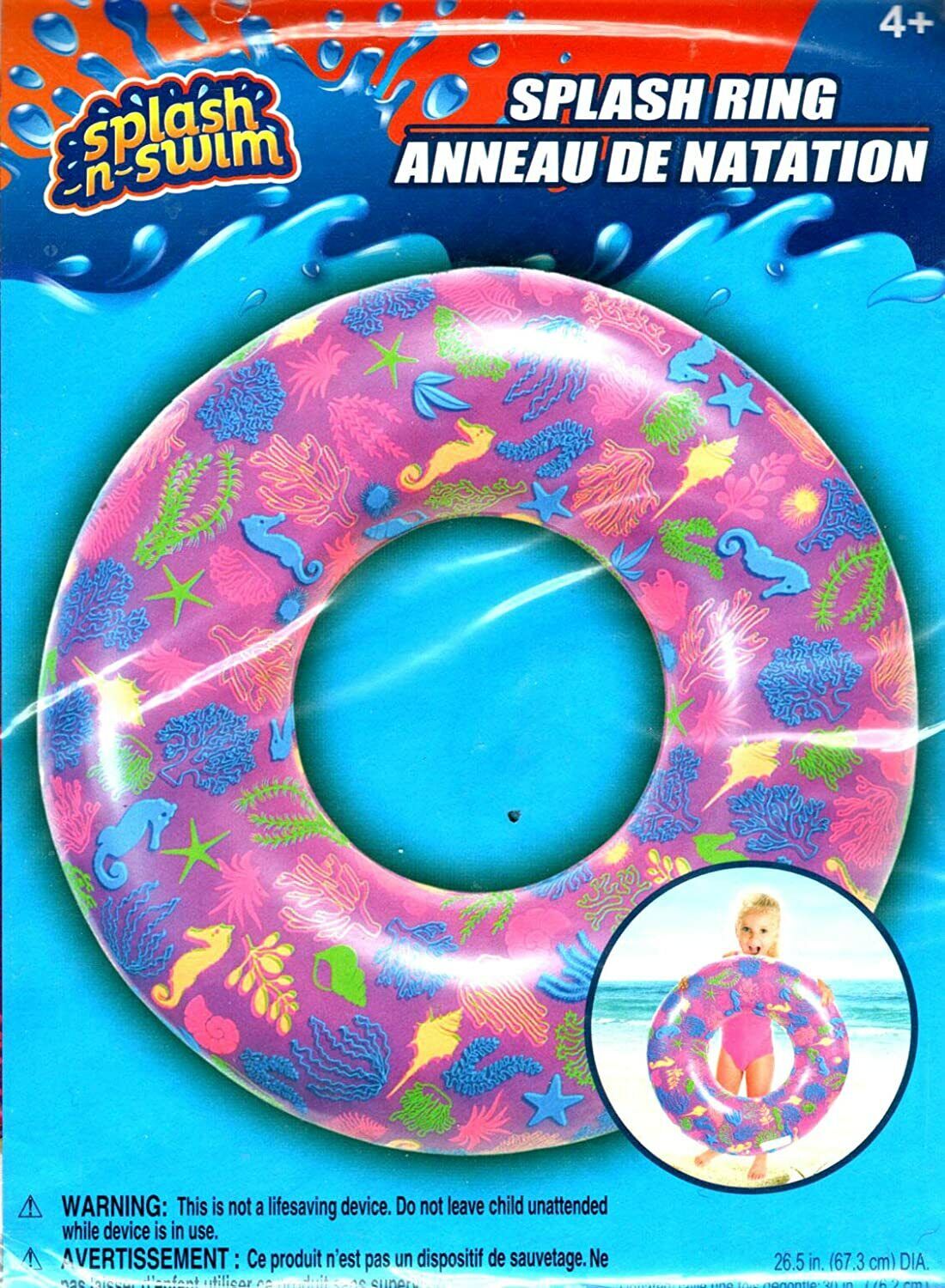 Splash-N-Swim - 26.5" Swimming Ring + Swim Goggles - Swim Time Fun! (2 Pack) -v4